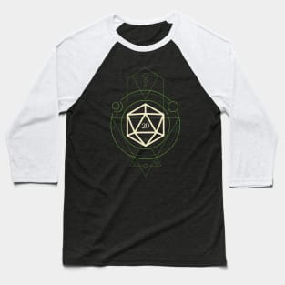 Green Geometric Polyhedral D20 Dice Set Minimalist Tabletop RPG Baseball T-Shirt